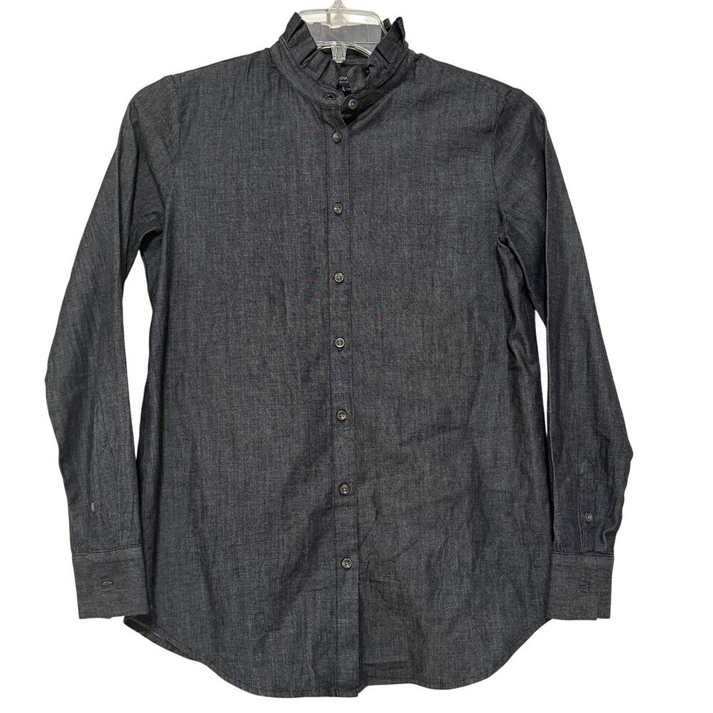 Banana Republic Dillon Black Denim Women's Button-Up Shirt, Size S